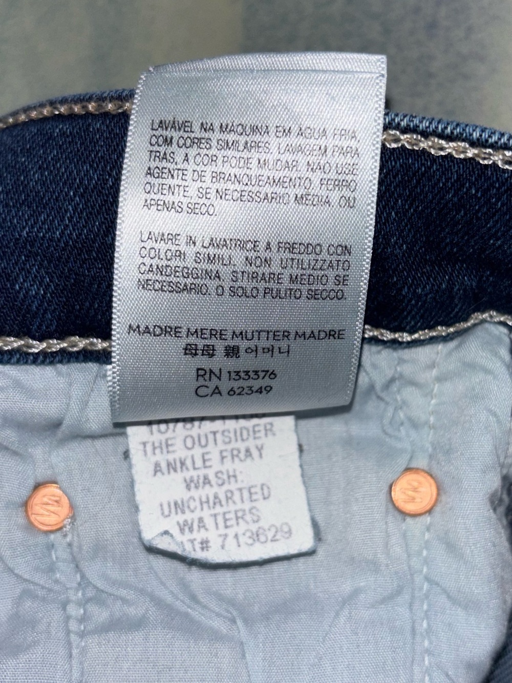 MOTHER The Outsider Ankle Uncharted Waters jeans Womens Size 34 - Picture 9 of 10